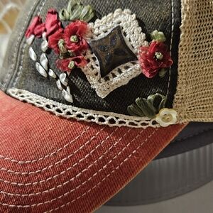 Legacy Red and Black Floral Embroidered Hat